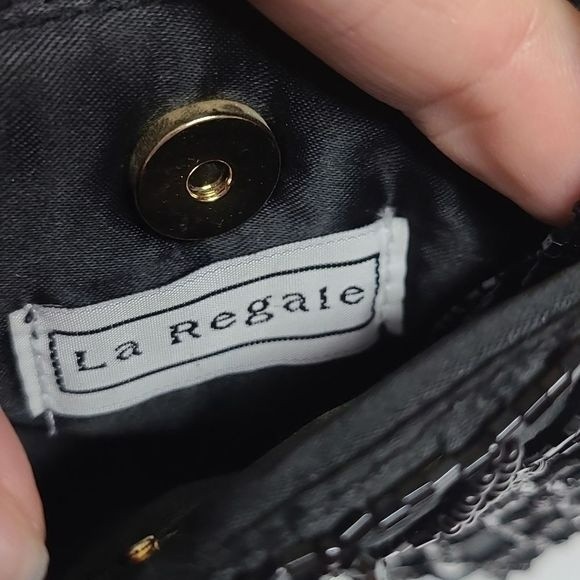 La Regale black Handbag Shoulder Evening Bag Beaded - Picture 5 of 5